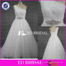 ED Braut elegante eine Schulter Perlen Spitze Appliques weiß Organza Alibaba Brautkleid